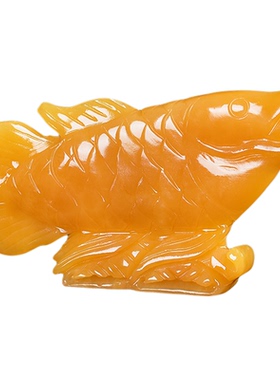 天然黄玉石招财金龙鱼摆件客厅博古架玄关办公室公司乔迁开业礼品