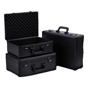 全黑铝合金手提箱文件公文箱资料收纳密码箱电子设备仪器箱子订制