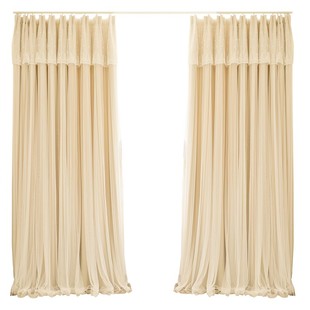 法式奶油色窗帘卧室ins风少女双层公主风遮光2025新款客厅梦幻帘