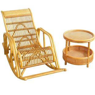 印尼真藤编摇椅阳台休闲老人午休逍遥椅透气藤椅懒人躺椅户外家用