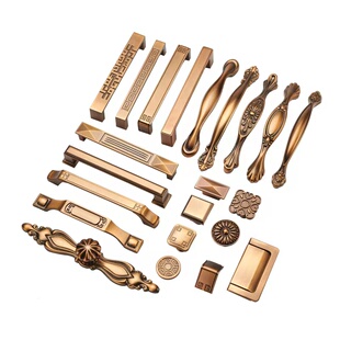 深色柜门拉手黄古中式红色衣柜门古典锌合金实心把手高档定制五金