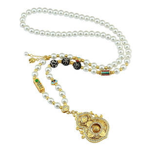 古法新中式点钻葫芦仿珍珠项链可转动吊坠精致国风长款高档毛衣链