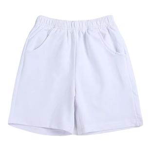 儿童五分裤校服短裤白色宽松纯棉中小学生男童女童短裤初中生夏季