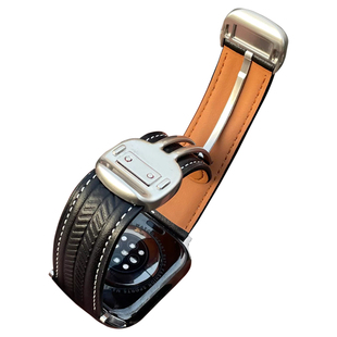 LINEVEK适用苹果applewatch手表表带ultra3新款11质感10高级SE男士真皮iwatch智能专用替换磁吸腕带秋冬98765