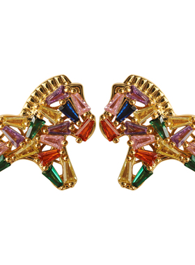 彩色满钻小马项链女时尚复古甜美