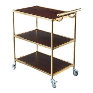 酒店服务车三层移动酒水车不锈钢蛋糕车商用餐厅餐车接待点心推车