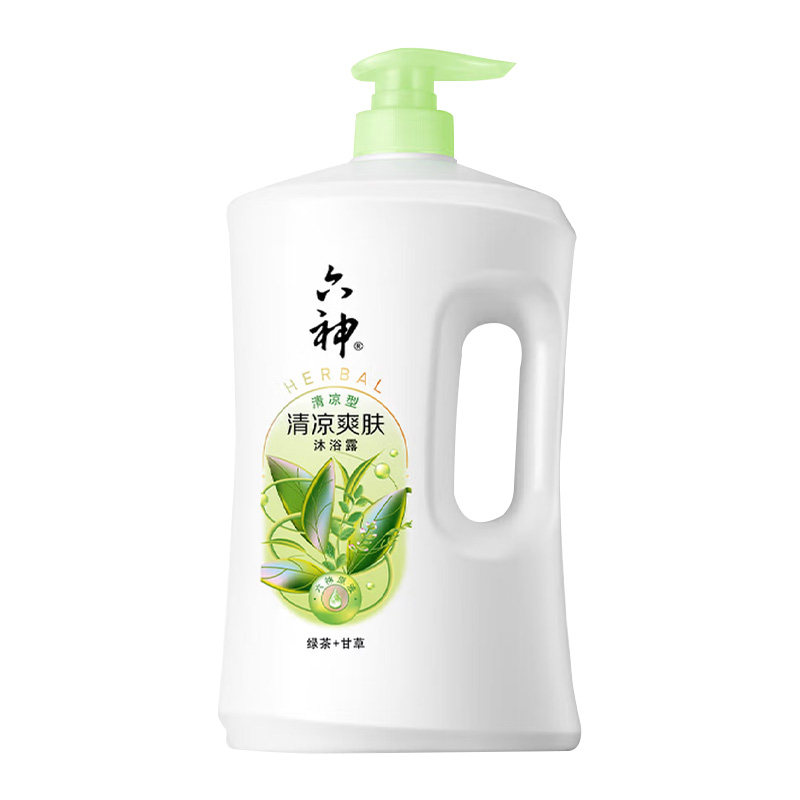 六神沐浴露持久留香清凉爽肤绿茶甘草1.5L超值装正品乳液男女家庭