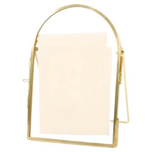 北欧金色圆弧形玻璃相框复古金属边框展示摆台植物标本框家具装饰