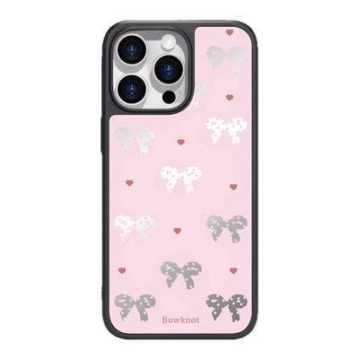 benefit镜面镂空波点蝴蝶结适用于iphone16promax苹果15PRO镜面磁吸手机壳13新款14小米15PRO防摔三星S25