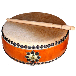 圆通佛具庙里佛堂用品乐器扁鼓手鼓牛皮大鼓打鼓奏乐扁鼓法器包邮