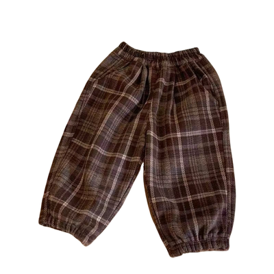 男女宝宝新款冬季格子加绒长裤