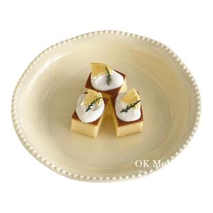 奶油风餐具陶瓷餐盘高级感盘子家用菜盘可爱碗碟子早餐沙拉甜品盘