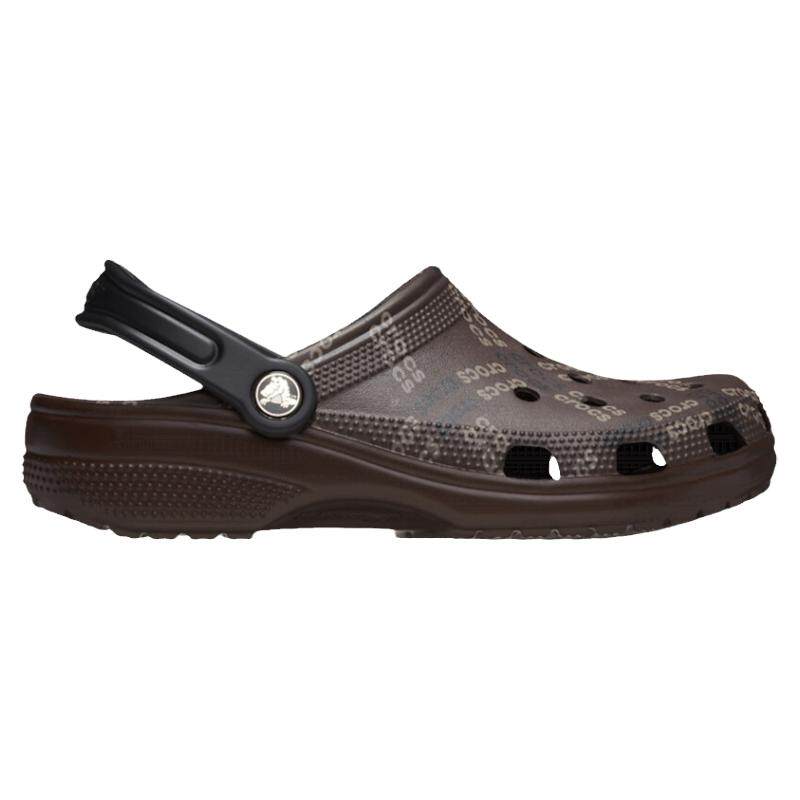 卡骆驰Crocs洞洞鞋沙滩鞋云朵鞋棕色字母版款式男女同款凉鞋透气