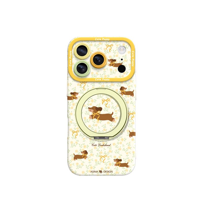 花田小狗适用iPhone17Promax手机壳新款苹果16Pro磁吸带支架套Bo5液态硅胶支点ip15高级感14可爱13pm全包女