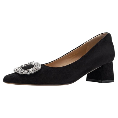 NineWest/玖熙方扣绒面高跟鞋女