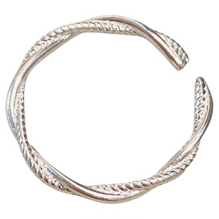 HANXIN S925纯银ins风韩系不掉色麻花戒指女复古极简约个性轻奢