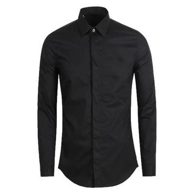 长袖衬衫净色纯色修身