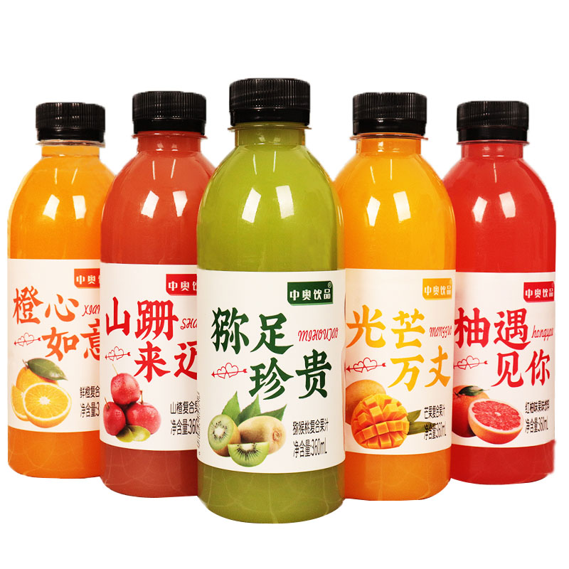 网红果汁饮料360ml*24瓶整箱网红芒果猕猴桃蓝莓山楂浓缩鲜榨饮品