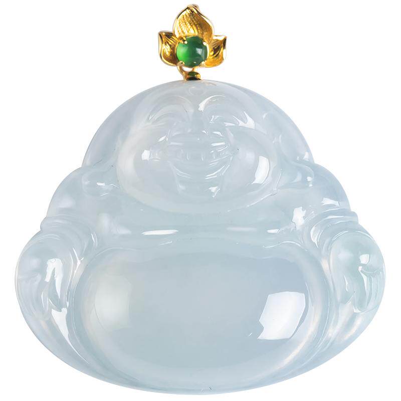 缅甸翡翠冰种佛公吊坠18K金正品