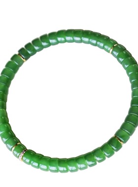 天然和田玉碧玉直切药片手串