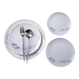 2026新款景德镇骨瓷中式釉下彩餐具深盘饭盘高级感家用陶瓷菜盘