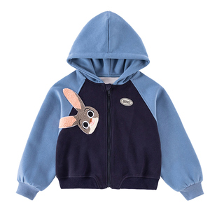 女童春装外套2026新款洋气春季女宝卡通卫衣兔子儿童连帽上衣春秋