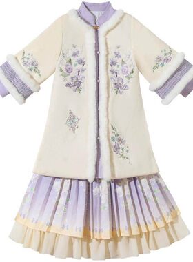 汉服女童冬季加厚过年拜年服套装