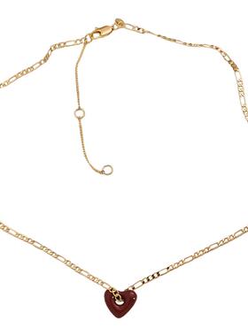 轻奢红心长款链锁骨项链