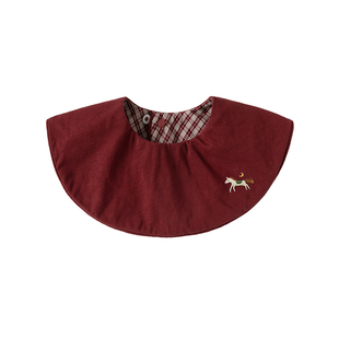 Oak mont婴儿新年口水巾吸水防水宝宝纯棉辅食围嘴双面红色围兜