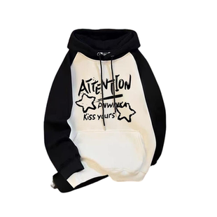 超好看撞色连帽卫衣女童大人秋冬加绒新款中大童美式长袖外套上衣