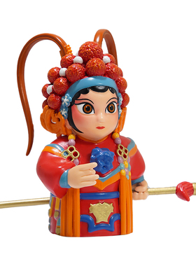 铜心满福黄铜国潮京剧桌面把件