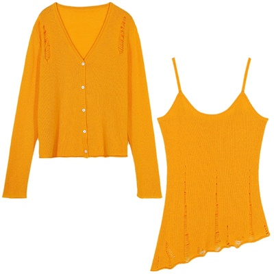 落落狷介两件套针织衫女