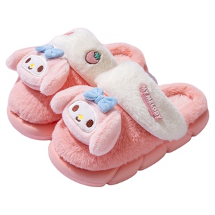 美乐蒂棉拖鞋女士秋冬季2025新款可爱三丽鸥毛绒室内保暖儿童棉拖