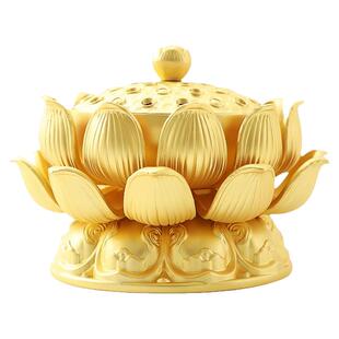 吉祥金莲炉铜香炉纯铜大号供佛家用室内盘香炉供奉上香禅意香熏炉