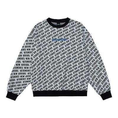 VETEMENTS春季新品男女同款提花logo圆领条纹套头卫衣潮33120003