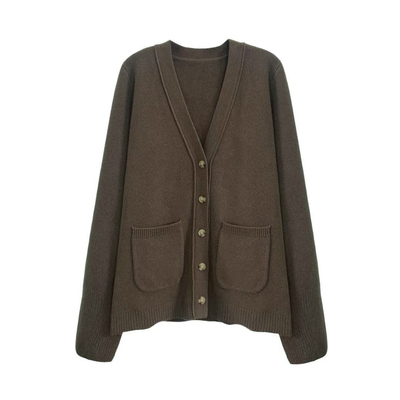 3ts秋冬羊毛V领显瘦开衫针织衫