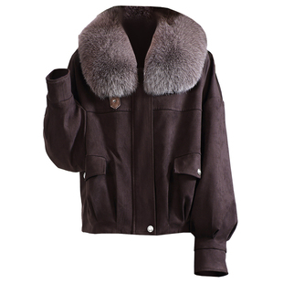 进口狐狸毛领真皮草大衣女2025冬新减龄年轻款保暖鹅绒羽绒服外套