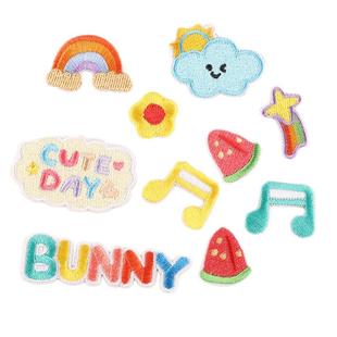 衣服图案贴布贴自粘免缝儿童卡通字母补丁手缝款妈咪包diy刺绣贴