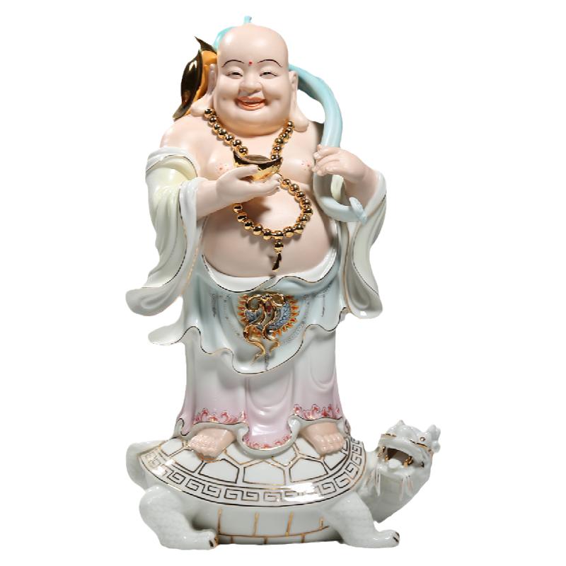 德化陶瓷精工如意归来弥勒佛像