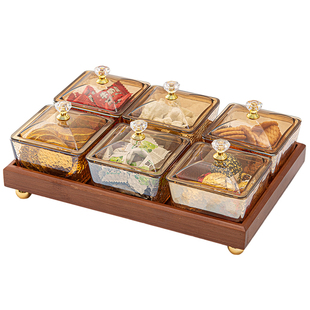 玻璃果盘茶点茶几零食干果糖小吃碟点心收纳盒轻奢高档ktv家用