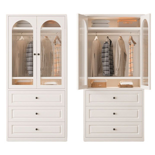 法式金属衣柜家用小户型成品铁艺置物柜铁皮柜儿童卧室收纳储物柜