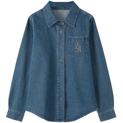 LAGOGO质感刺绣元气挺括牛仔衬衫