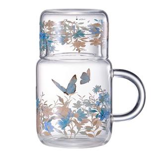 卡罗特玻璃杯带盖女生耐高温水杯高颜值新款家用冷水壶办公室杯子