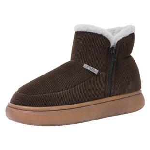 冬季中老年人男女保暖棉鞋加厚绒防滑厚底居家外穿包跟拉链棉拖鞋