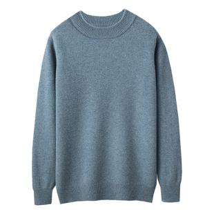 青少年男女秋冬季羊毛衫半高圆领加厚百搭毛衣宽松针织羊毛绒打底