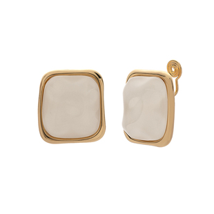无耳洞方形琥珀色耳夹现代感小众设计摩登耳饰通勤气质高级感耳饰