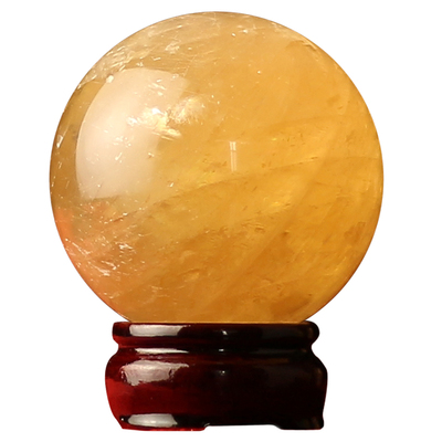 天然黄水晶球摆件透明圆球