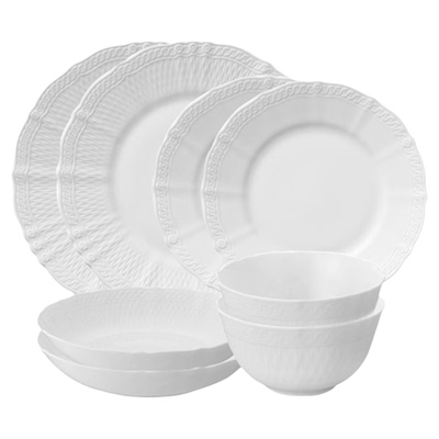 Noritake则武cher blanc纯白陶瓷碗碟盘2026新款高档浮雕餐具套装