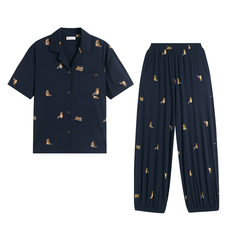 夏季柔软棉卡通可外穿家居服套装