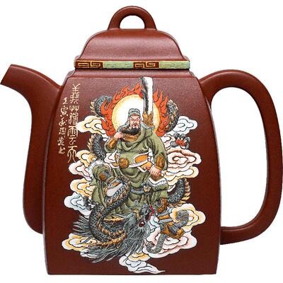 紫砂大师张小岭立体泥绘汉方壶